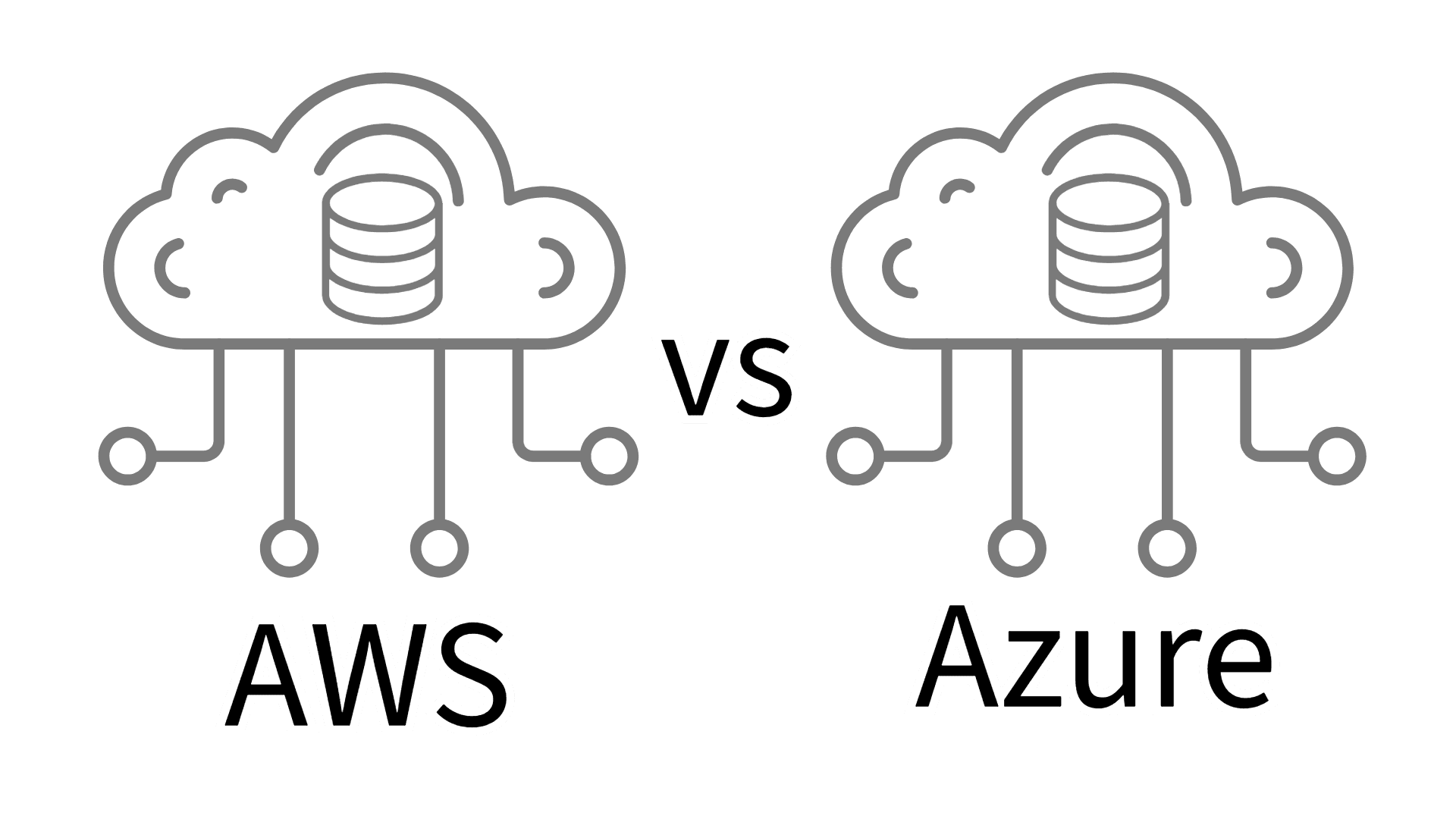 clouds with database icons in them test saying AWS vs Azure